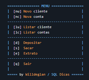 Sistema bancário básico em Python